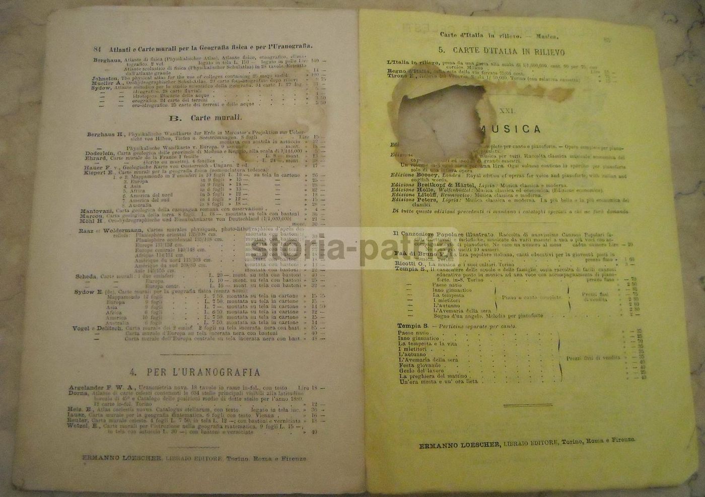 Catalogo Libreria Loescher, Torino 1875: Libri Scolastici E Atlanti