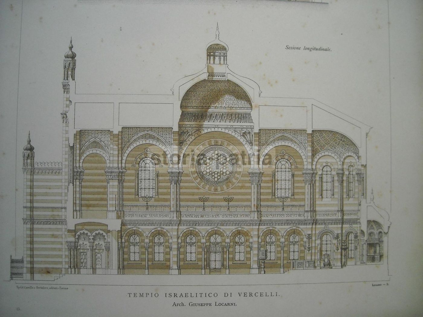 Tempio Israelitico Di Vercelli, 1890. Progetti Dell'Architetto Giuseppe Locarni, Torino