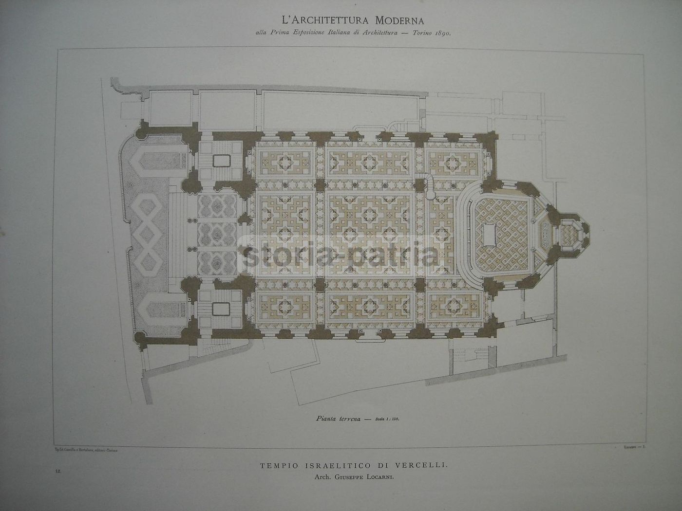Tempio Israelitico Di Vercelli, 1890. Progetti Dell'Architetto Giuseppe Locarni, Torino