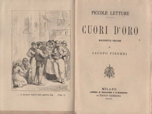 Cuori d'Oro Di Jacopo Piermei 1885 Libro Illustrato Per Bambini