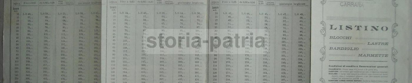 Listino Prezzi Marmi Bardiglio Carrara 1926, Depliant Pubblicitario