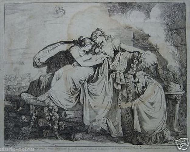 Incisione Di Bartolomeo Pinelli, Virgilio, Mitologia E Rogo, Inizio XIX Secolo