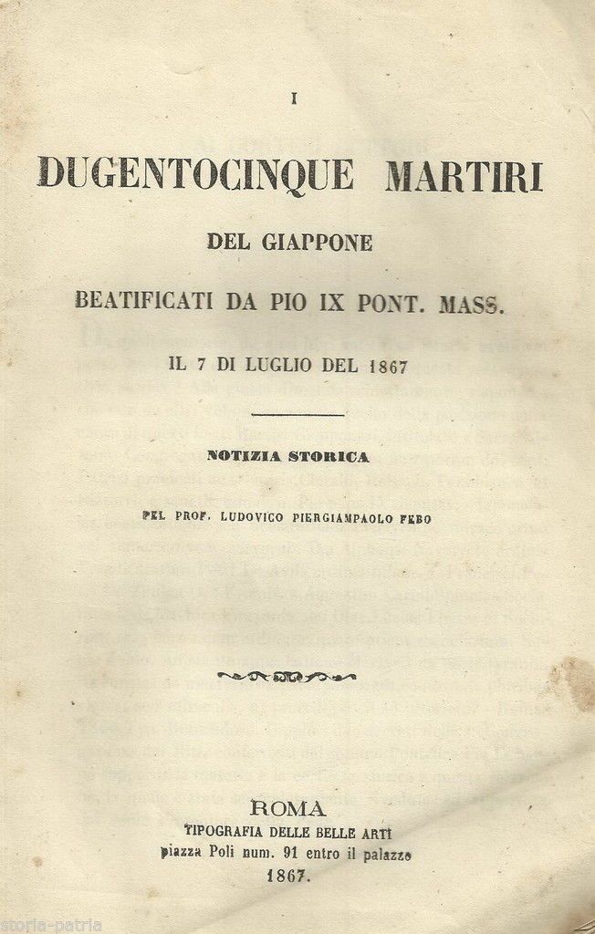 I Martiri Del Giappone Beatificati Da Pio IX, 1867