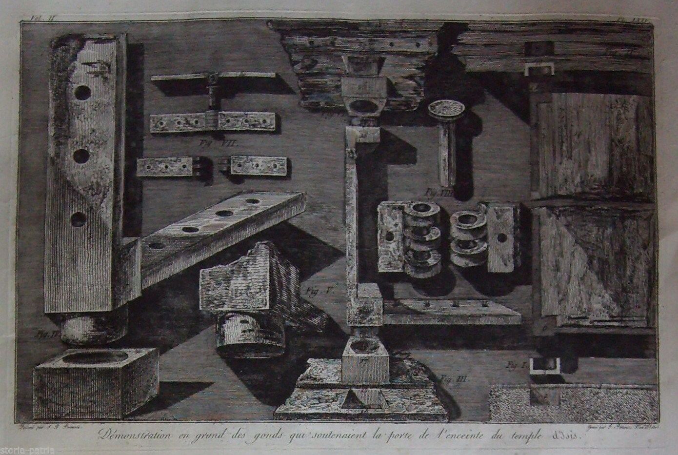 Piranesi: Incisione Antica Porta Tempio Di Iside 1805 Acquaforte