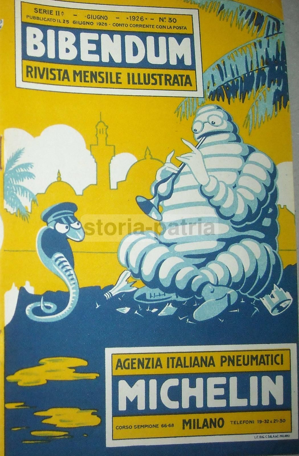 Rivista Bibendum Michelin Giugno 1926 Pubblicità Pneumatici