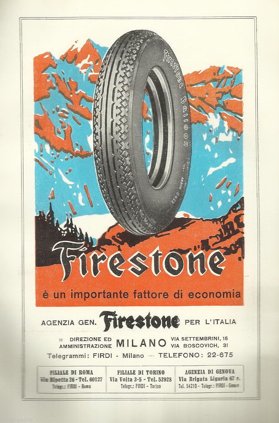 Stampa Pubblicitaria Antica Firestone E Mobiloil Anni '20