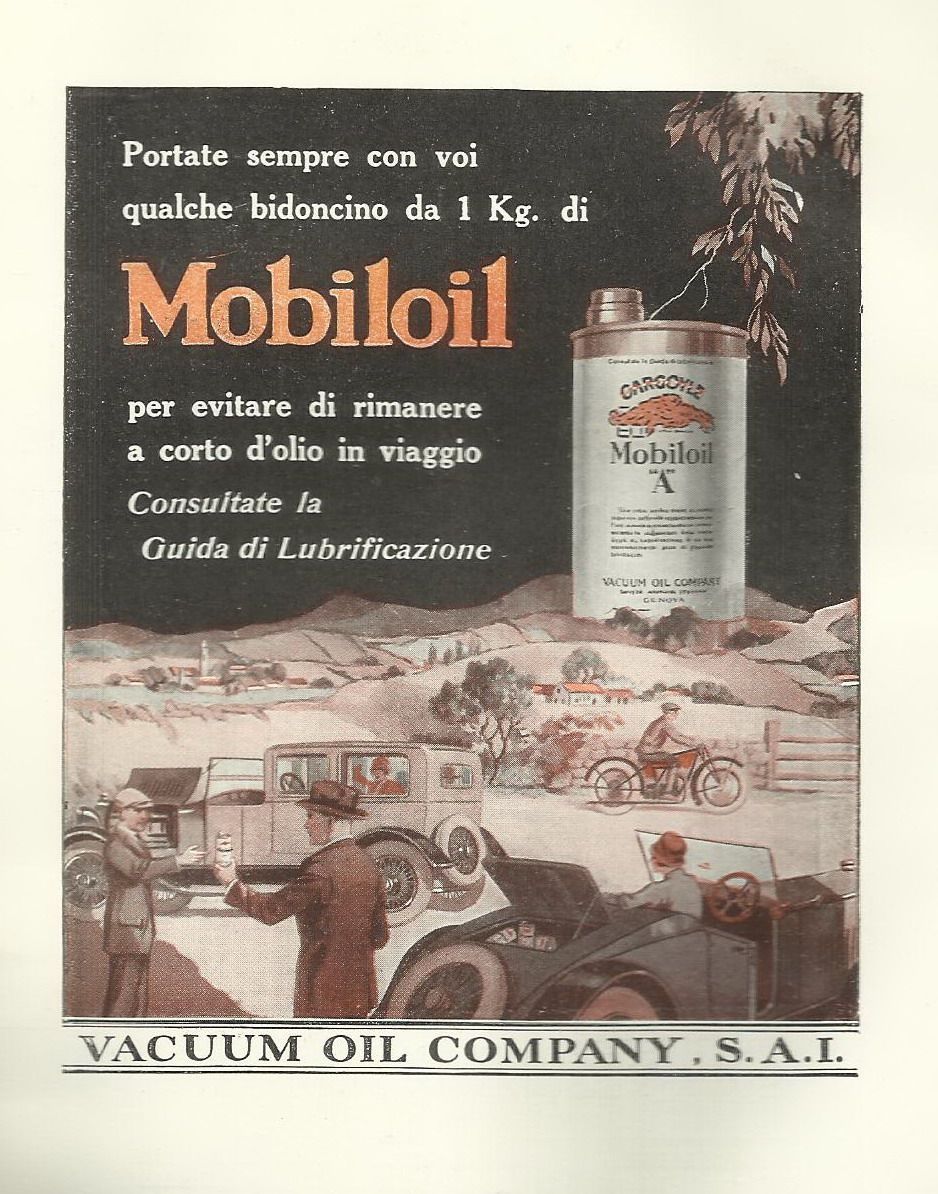 Stampa Pubblicitaria Antica Firestone E Mobiloil Anni '20