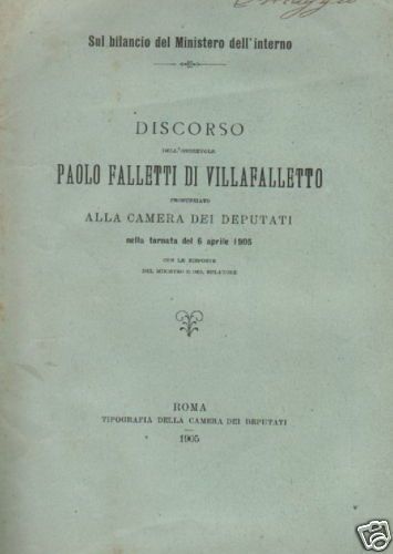 Discorso Dell'Onorevole Paolo Falletti Di Villafalletto, 1905