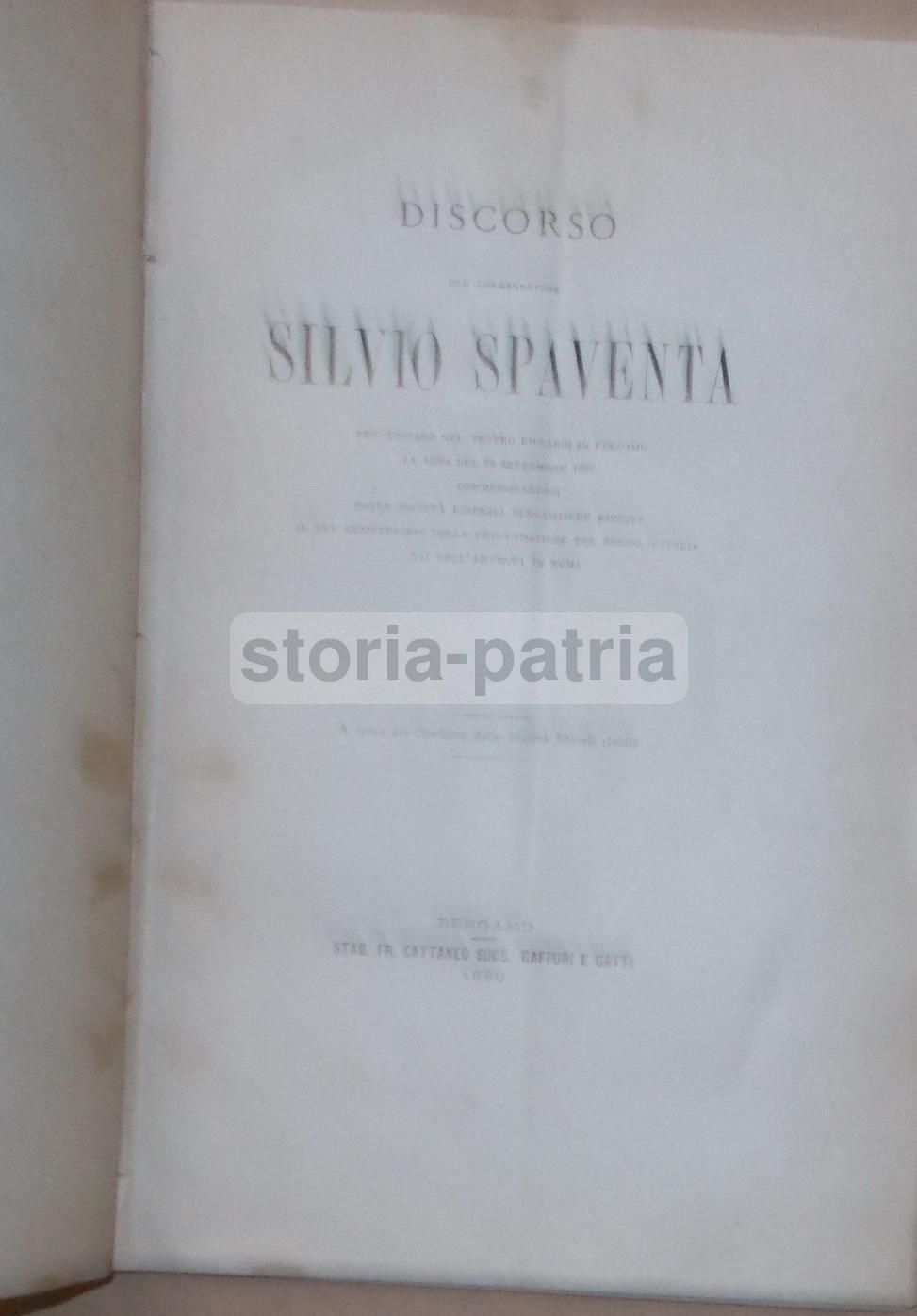 Discorso Di Silvio Spaventa Al Teatro Riccardi Di Bergamo, 1886