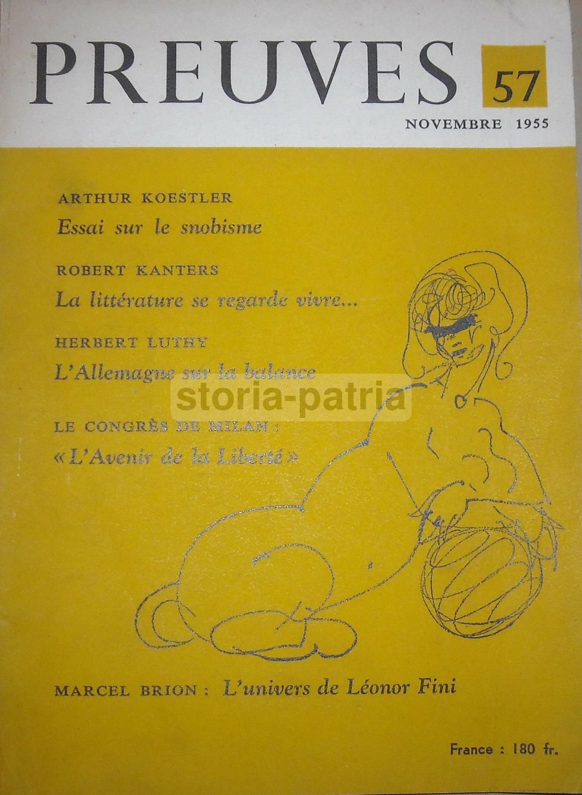 Preuves: Rivista Anticomunista N. 57, 1955 (Koestler, Leonor Fini)