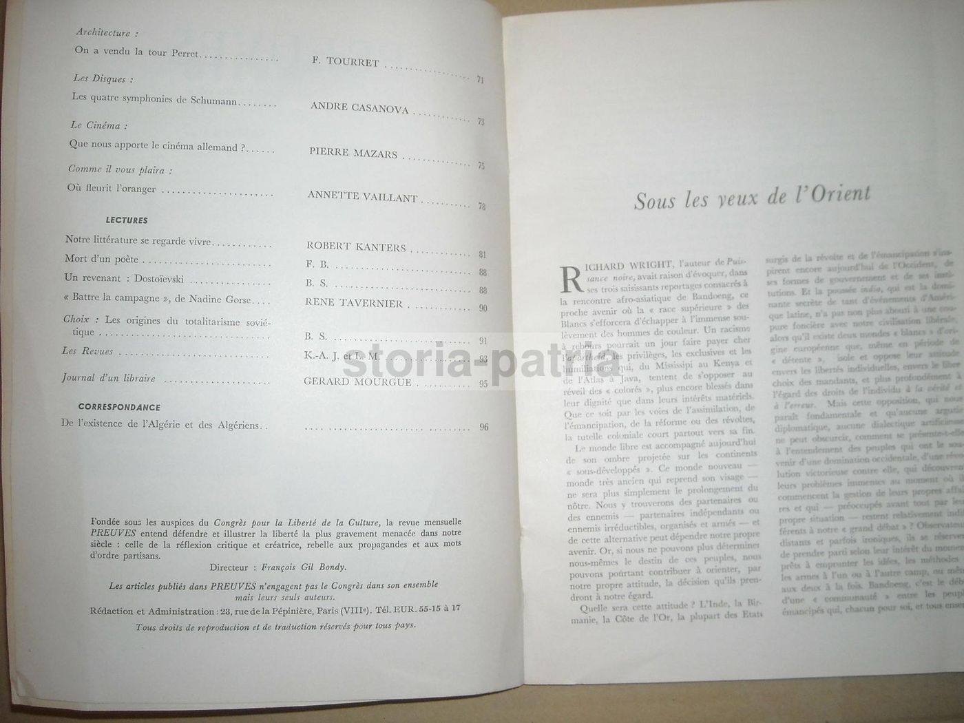 Preuves: Rivista Anticomunista N. 57, 1955 (Koestler, Leonor Fini)