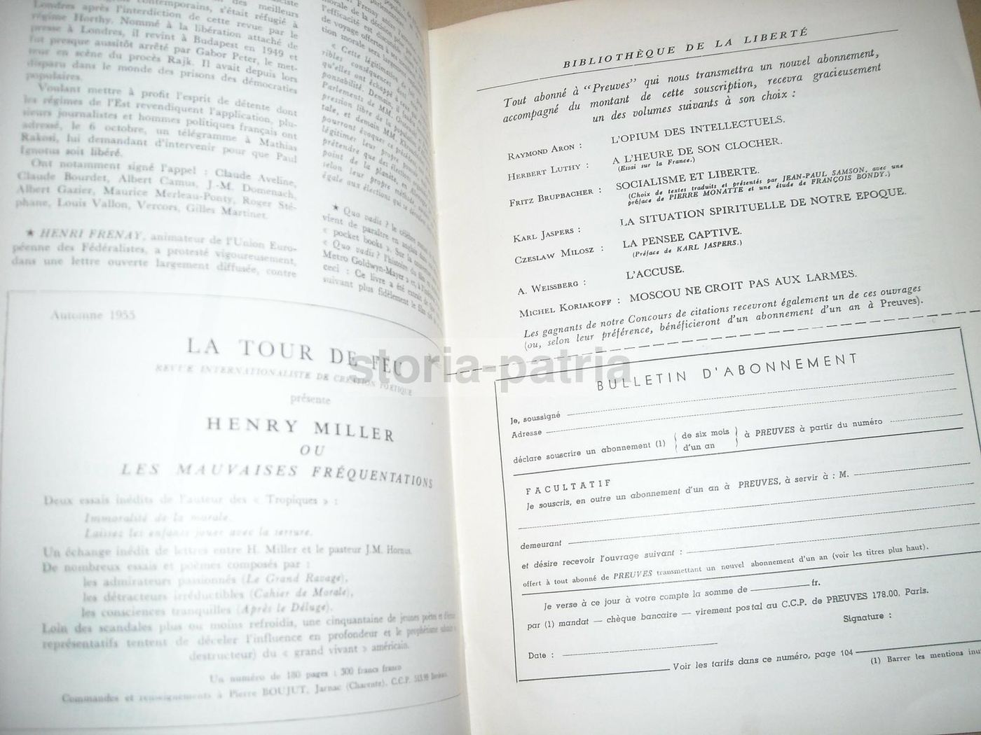 Preuves: Rivista Anticomunista N. 57, 1955 (Koestler, Leonor Fini)
