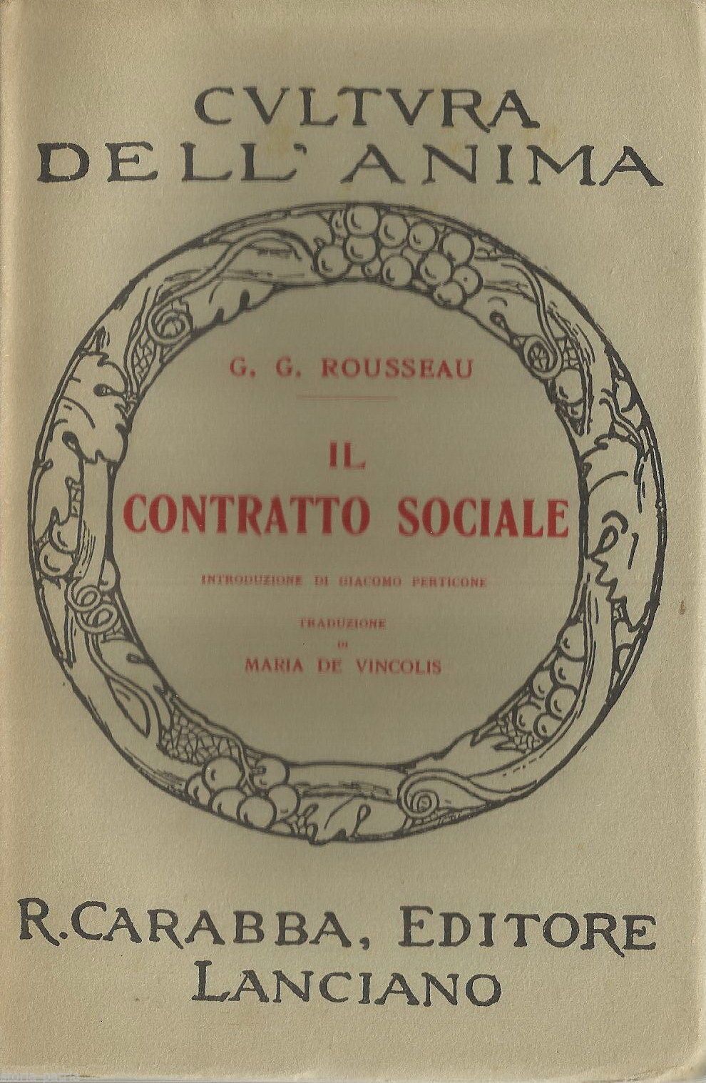 Il Contratto Sociale Di Rousseau, Edizione Carabba, 1933