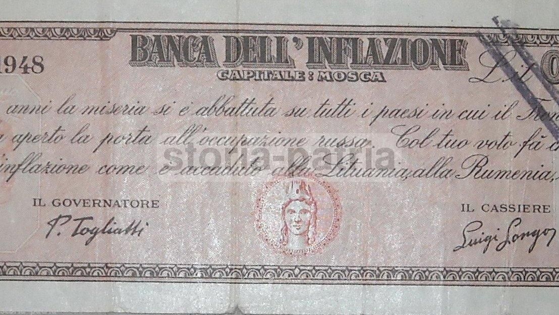 Assegno Satirico Anticomunista 1948 Togliatti Longo Elezioni