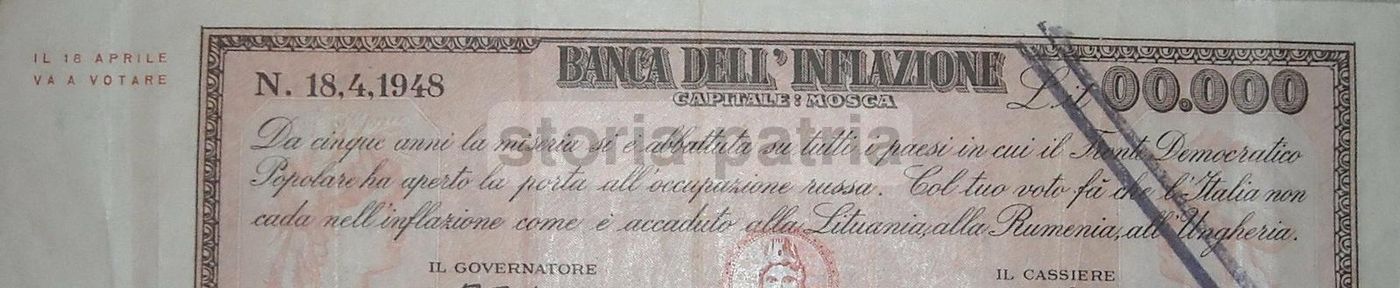 Assegno Satirico Anticomunista 1948 Togliatti Longo Elezioni