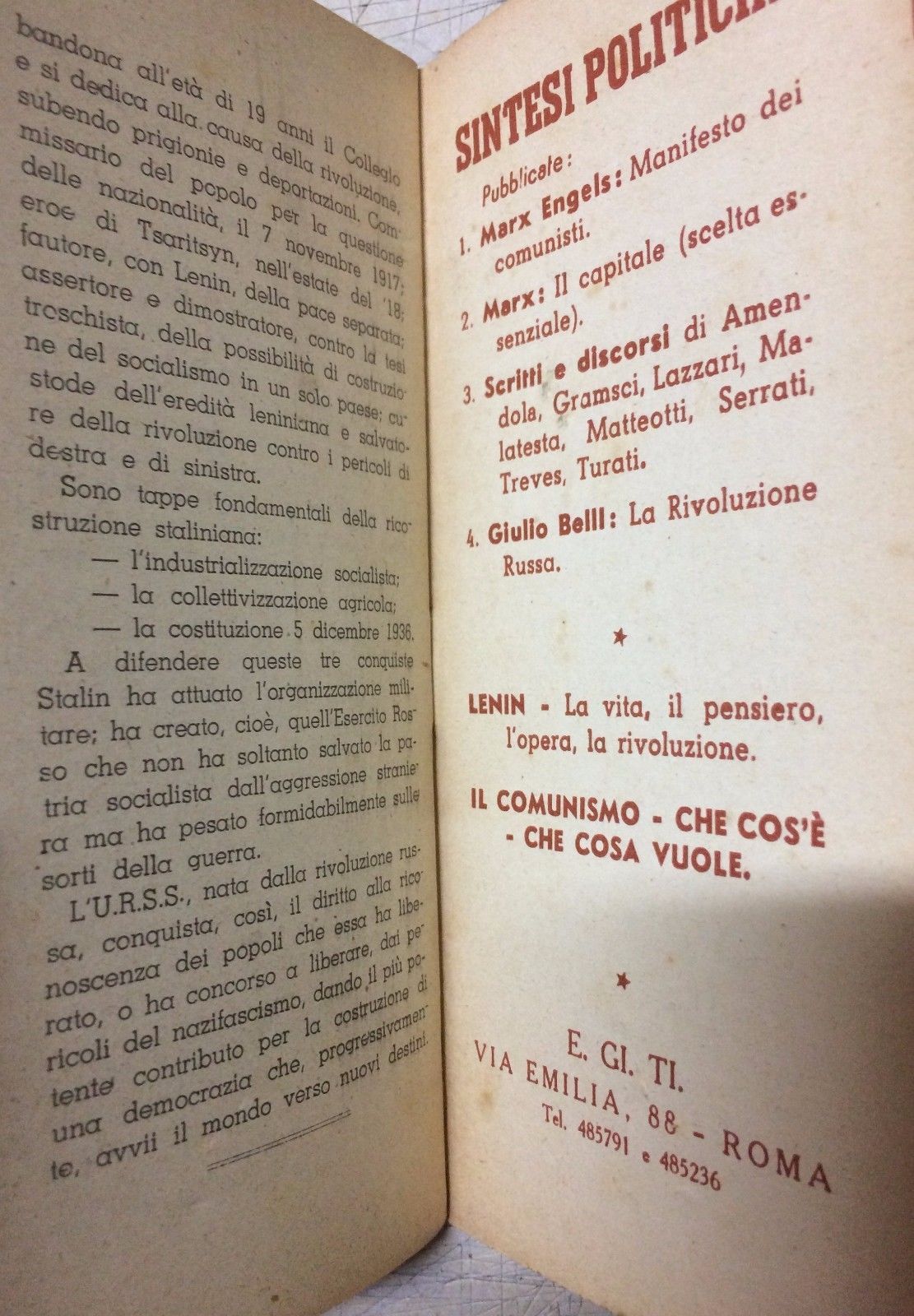 La Rivoluzione Russa Di Giulio Belli | Edizione E.GI.TI. Anni '50