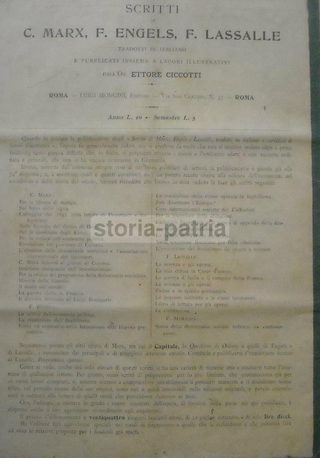 Rivista Il Socialismo 1903, Enrico Ferri: Politica Ed Economia