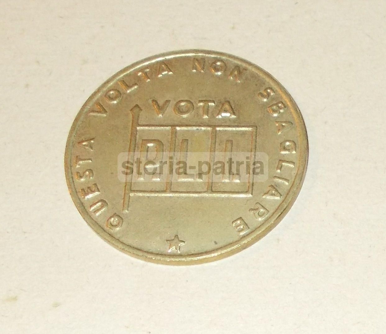 Gettone Elettorale P.L.I. Malagodi Giomo Longoni Anni '70