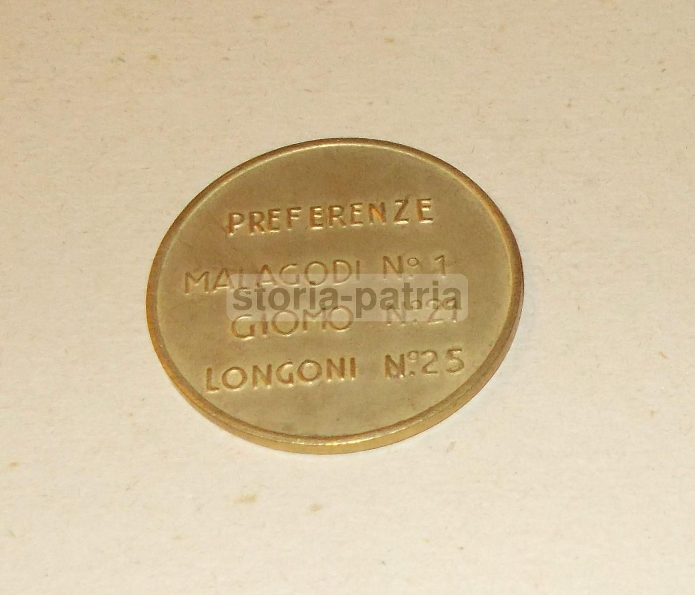 Gettone Elettorale P.L.I. Malagodi Giomo Longoni Anni '70