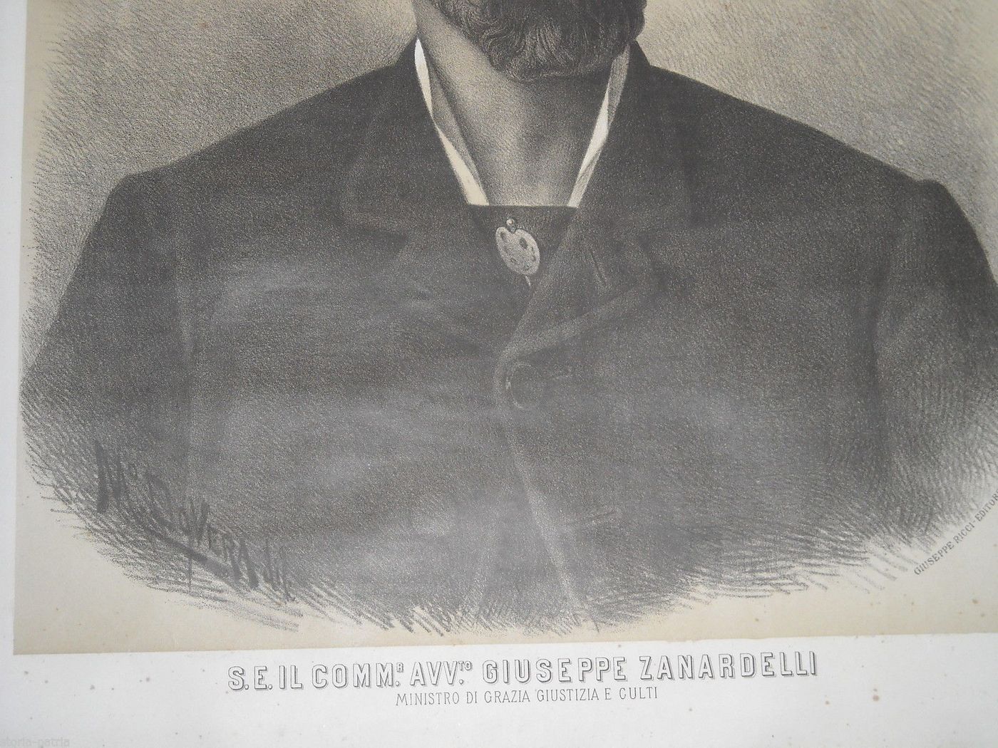 Manifesto Antico Giuseppe Zanardelli Ministro Grazia Giustizia Brescia