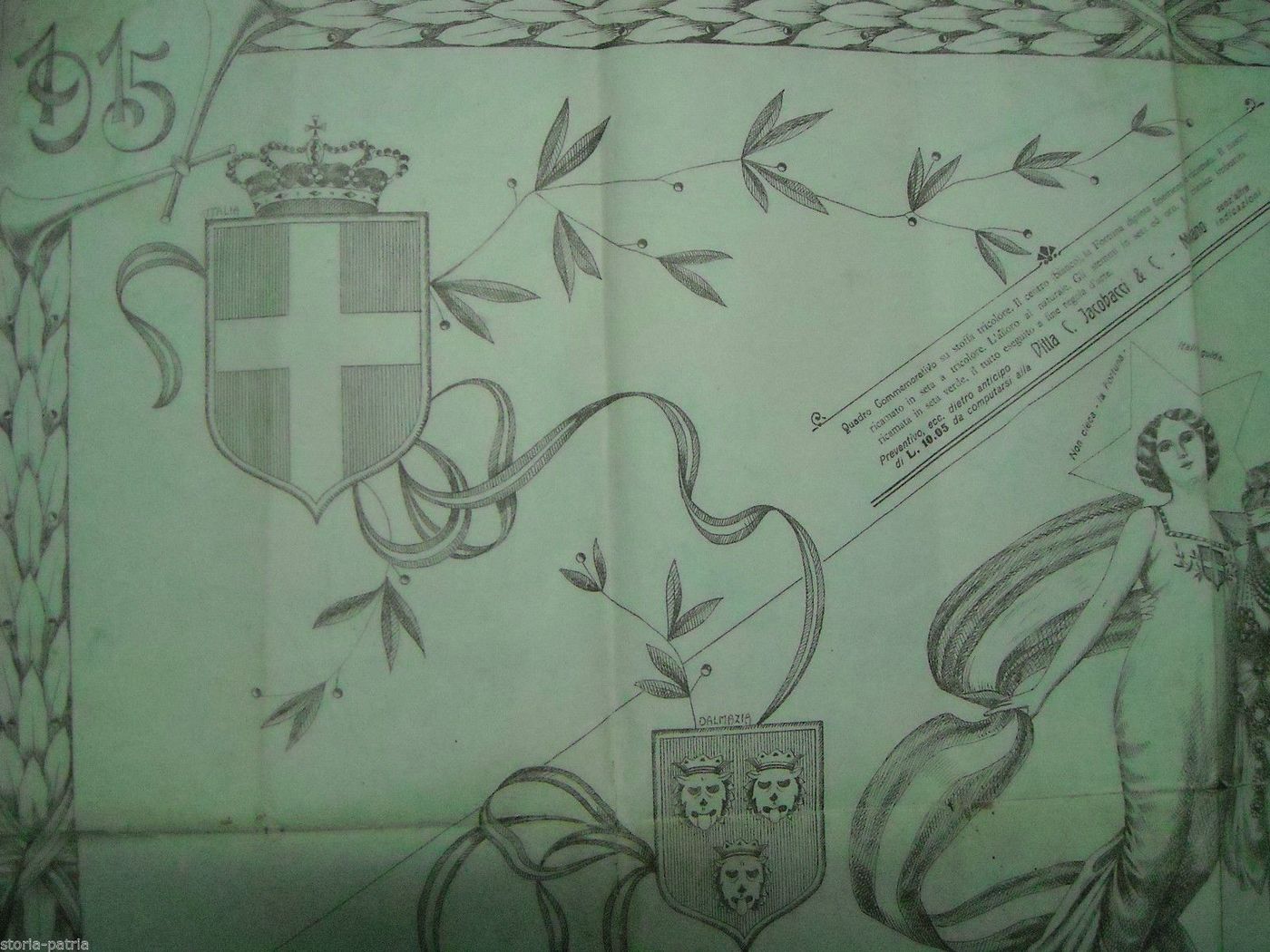 Stampa Allegoria Della Fortuna, Italia 1915 1917, Trento, Trieste E Dalmazia