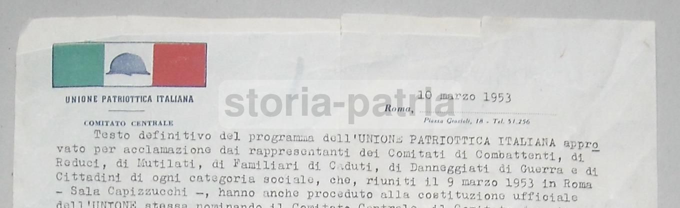Volantino Unione Patriottica Italiana 1953 Reduci E Caduti Di Guerra