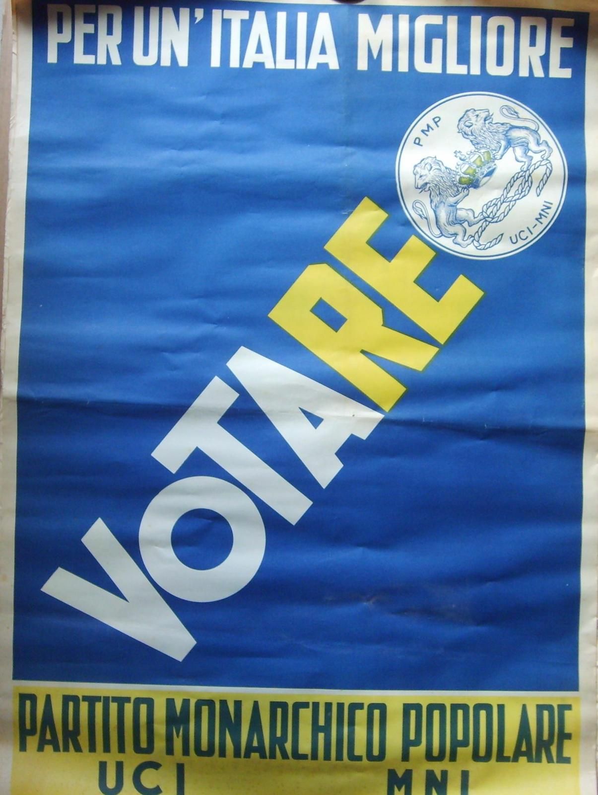Manifesto Politico Partito Monarchico Popolare UCI MNI d'Epoca