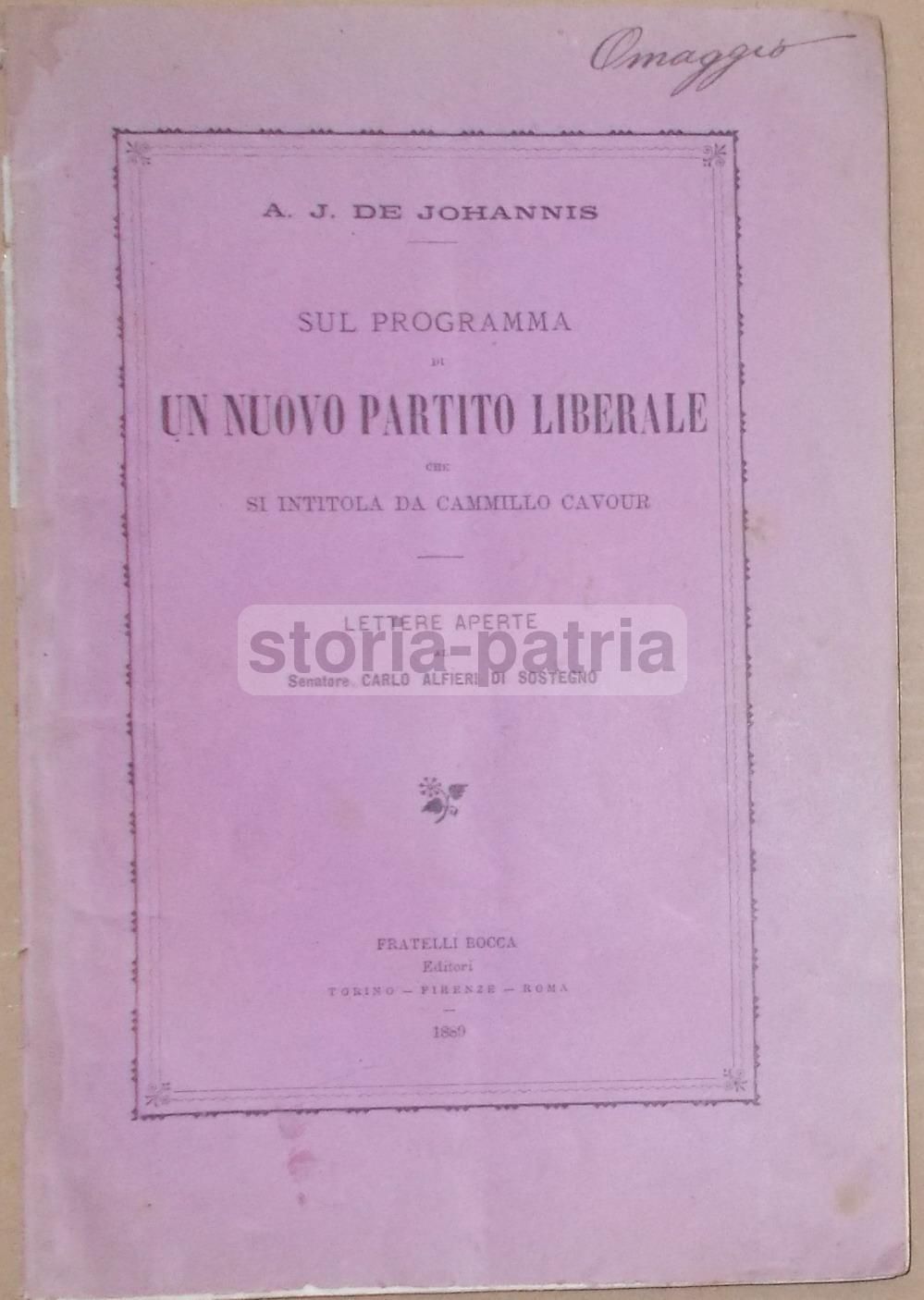 De Johannis, Programma Del Nuovo Partito Liberale Cavour, Bocca, 1889