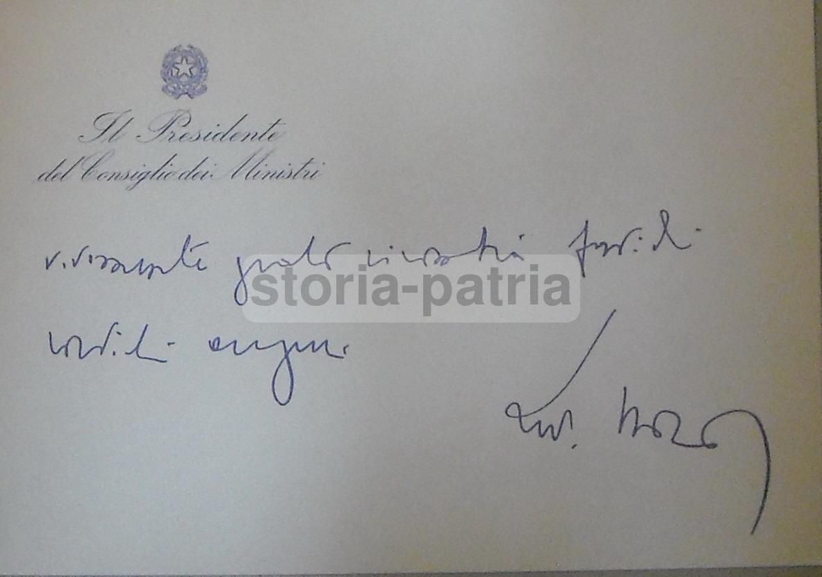 Cartolina Autografa Aldo Moro Presidenza Consiglio Ministri 1968