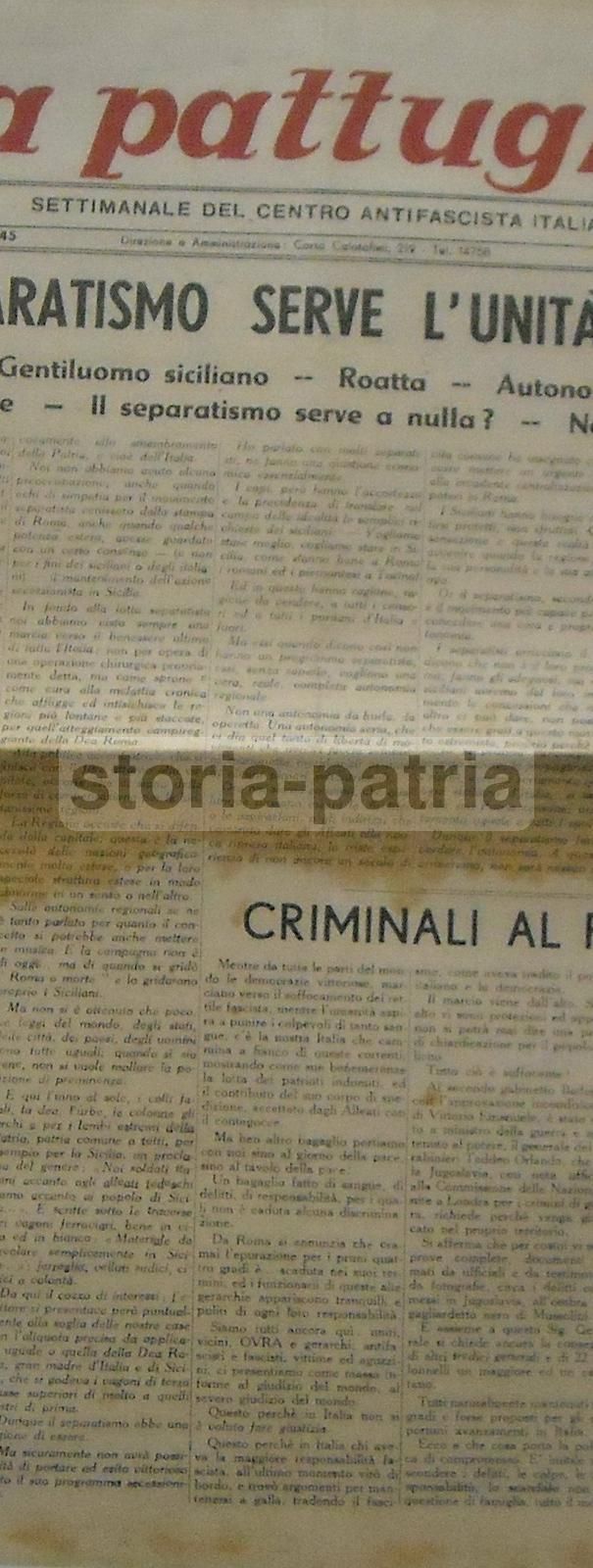 La Pattuglia 1945, Giornale Antifascista Siciliano, Michele Crisafulli