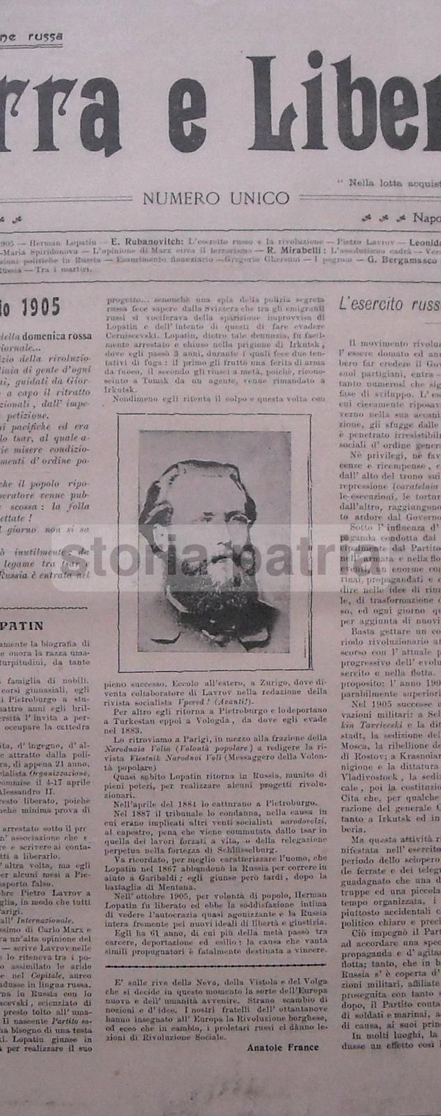 Terra E Libertà 1907 Rivoluzione Russa Napoli Numero Unico Raro