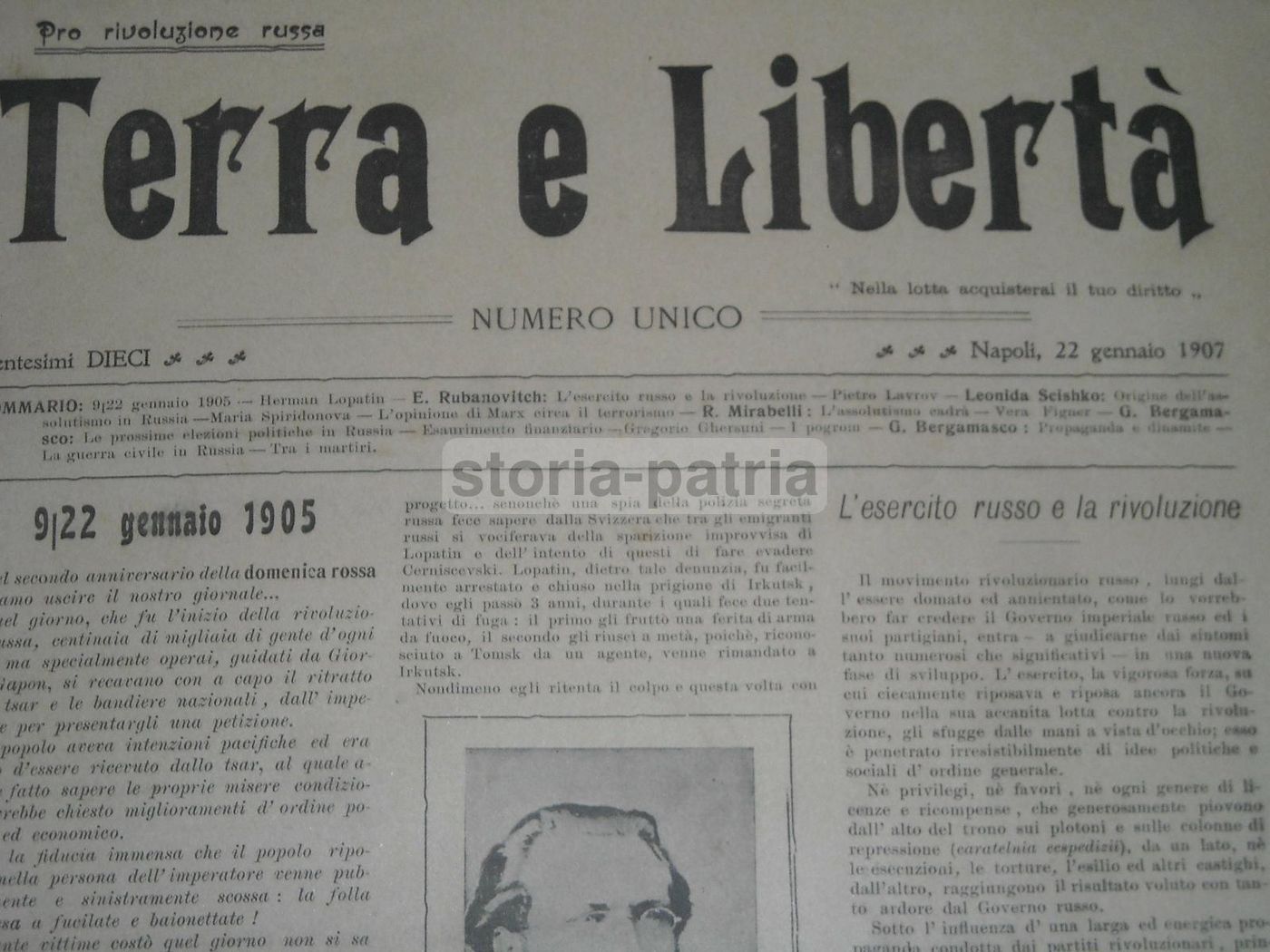 Terra E Libertà 1907 Rivoluzione Russa Napoli Numero Unico Raro
