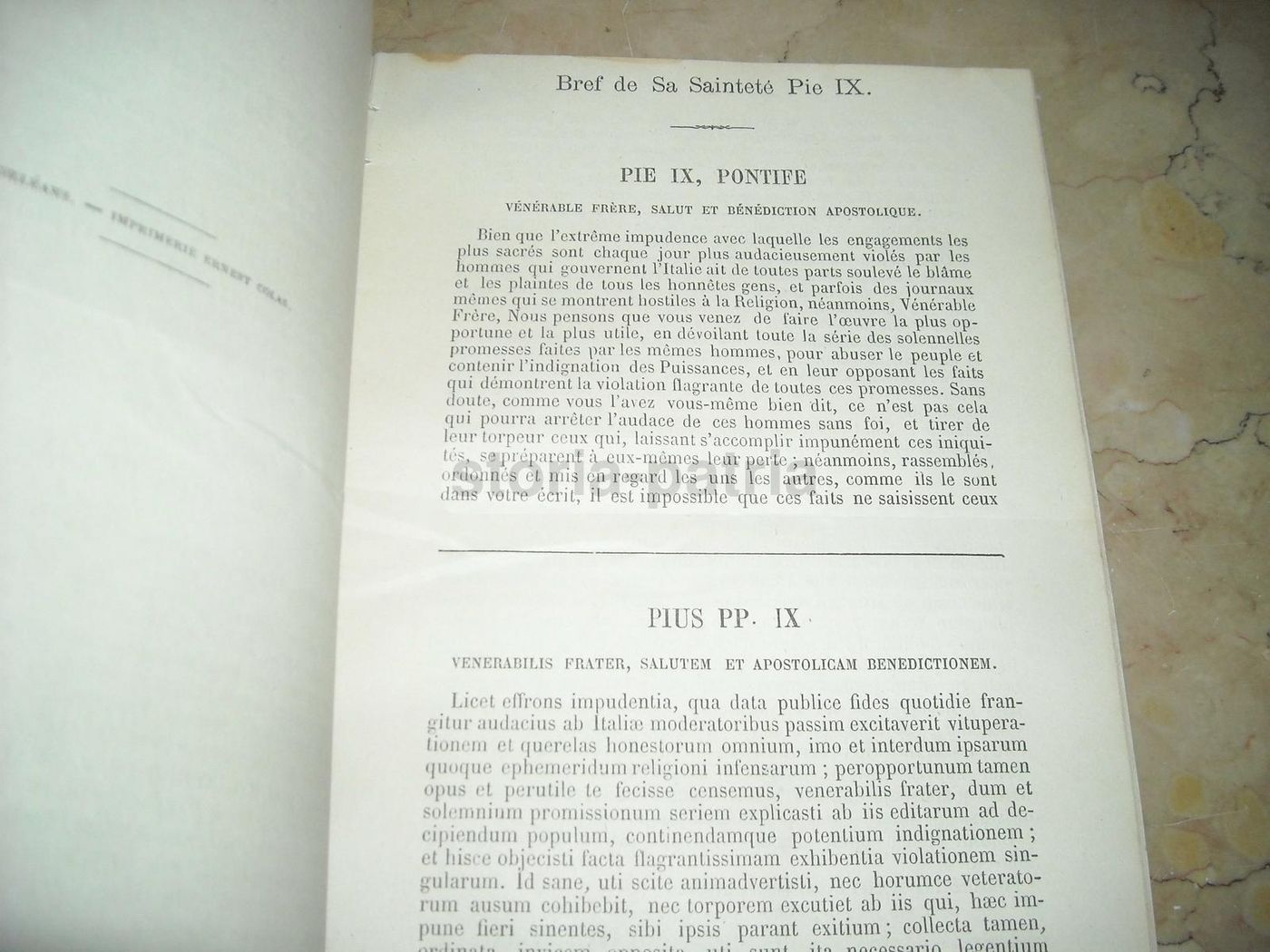 Lettera Del Vescovo Di Orléans A Minghetti Sulla Spoliazione Della Chiesa, Roma 1874
