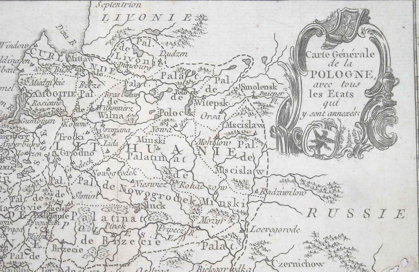 Mappa Antica Della Polonia, Lituania, Russia E Baltico (XVIII Secolo)