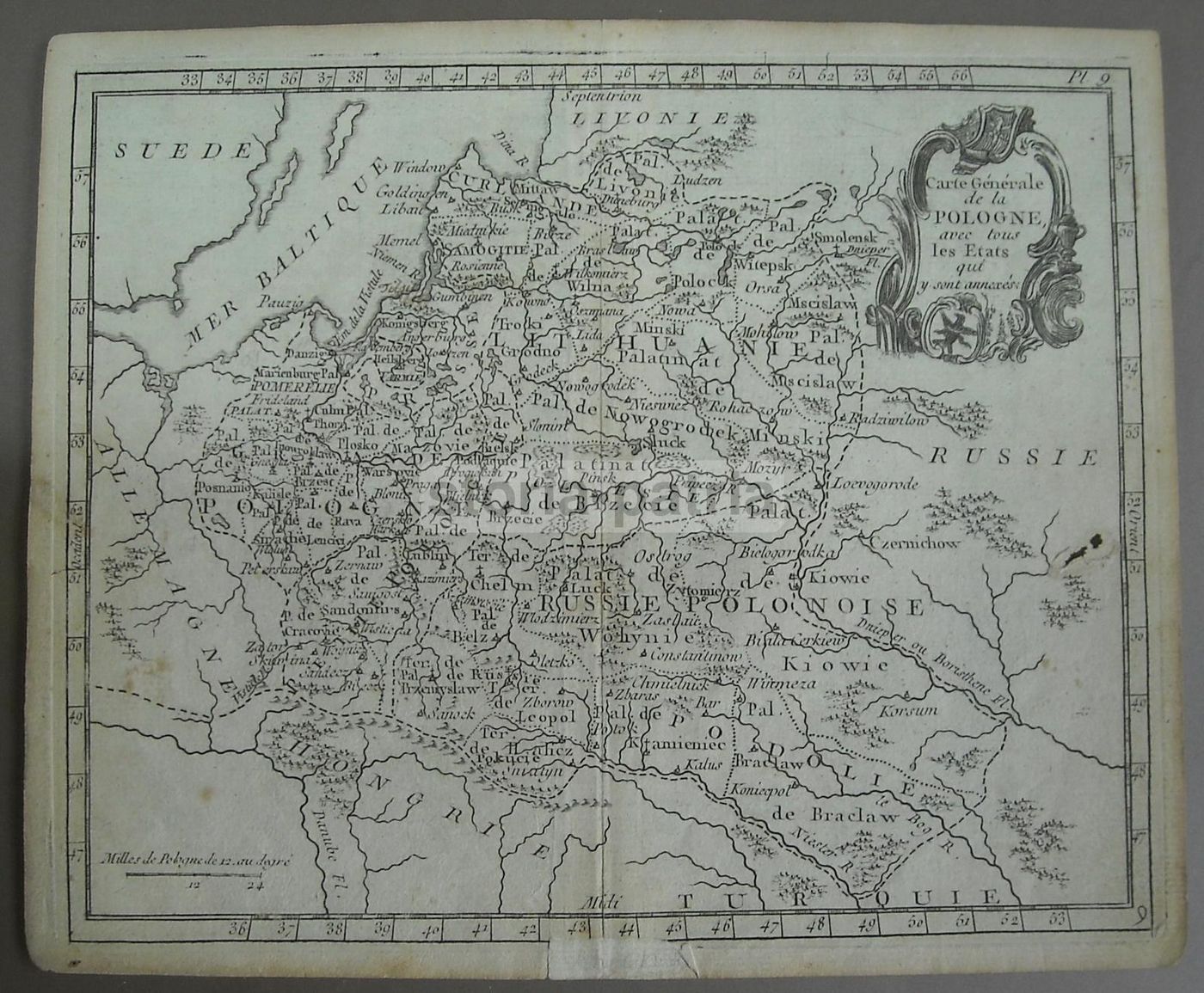 Mappa Antica Della Polonia, Lituania, Russia E Baltico (XVIII Secolo)