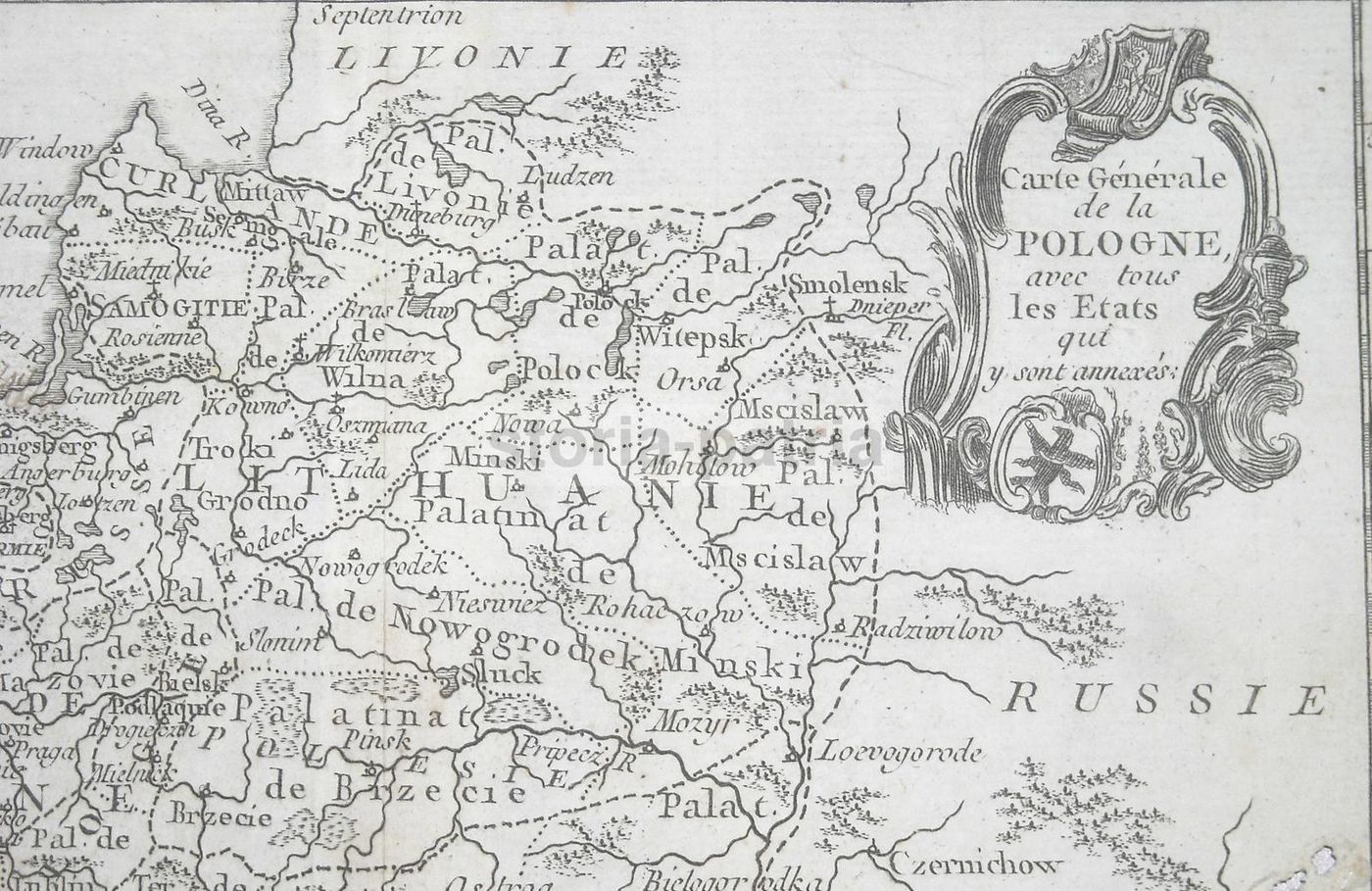 Mappa Antica Della Polonia, Lituania, Russia E Baltico (XVIII Secolo)