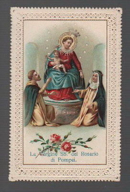 Santino Antico Madonna Di Pompei Merlettato, Cromolitografia, 1900