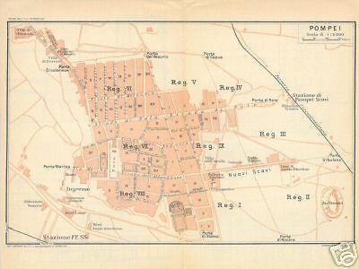 Mappa Antica Di Pompei, Casa Dei Vettii E Di Pansa, Napoli, Anni '20