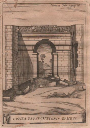 Incisione Antica Della Porta Di Efeso, 1750. Acquaforte Originale Del XVIII Secolo.