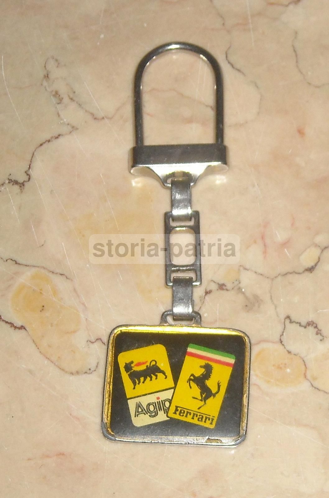 Portachiavi Vintage Agip Ferrari Anni '70 Pubblicitario In Metallo