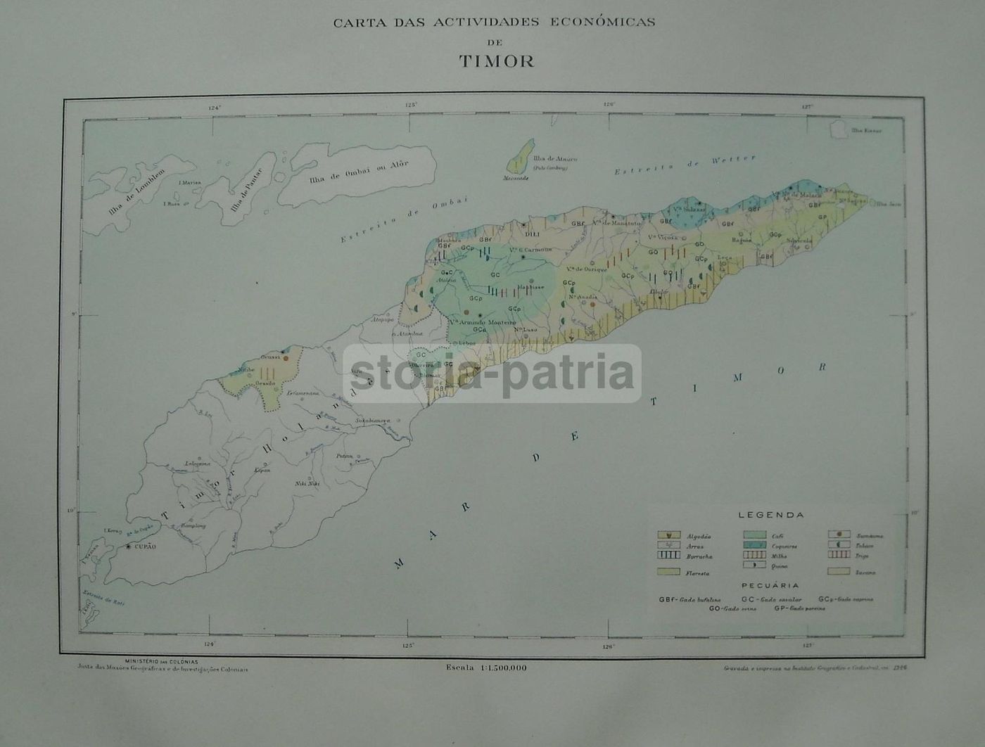 Mappe Geografiche Della Colonia Portoghese Di Timor, Indonesia, Anni '30