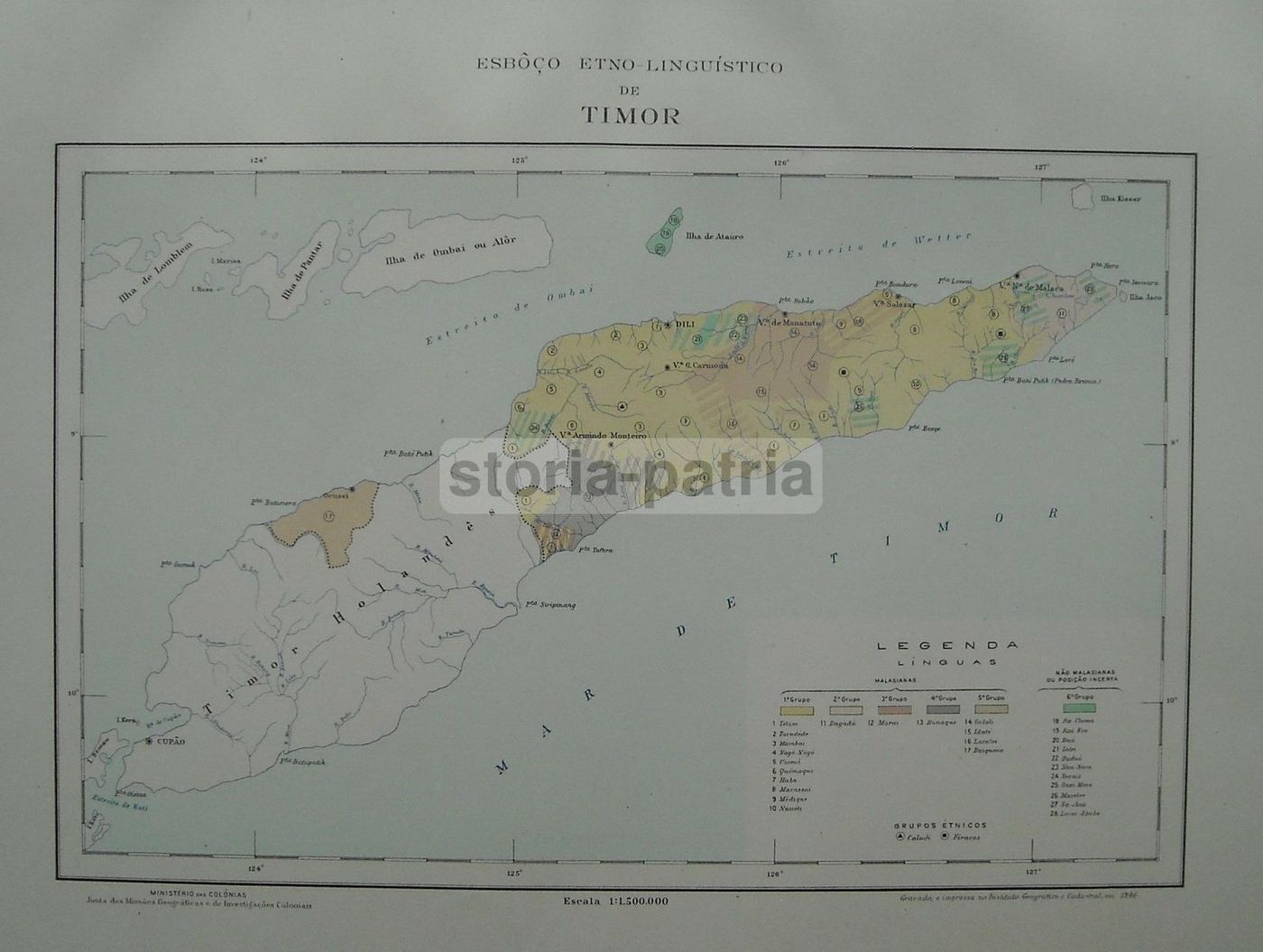 Mappe Geografiche Della Colonia Portoghese Di Timor, Indonesia, Anni '30
