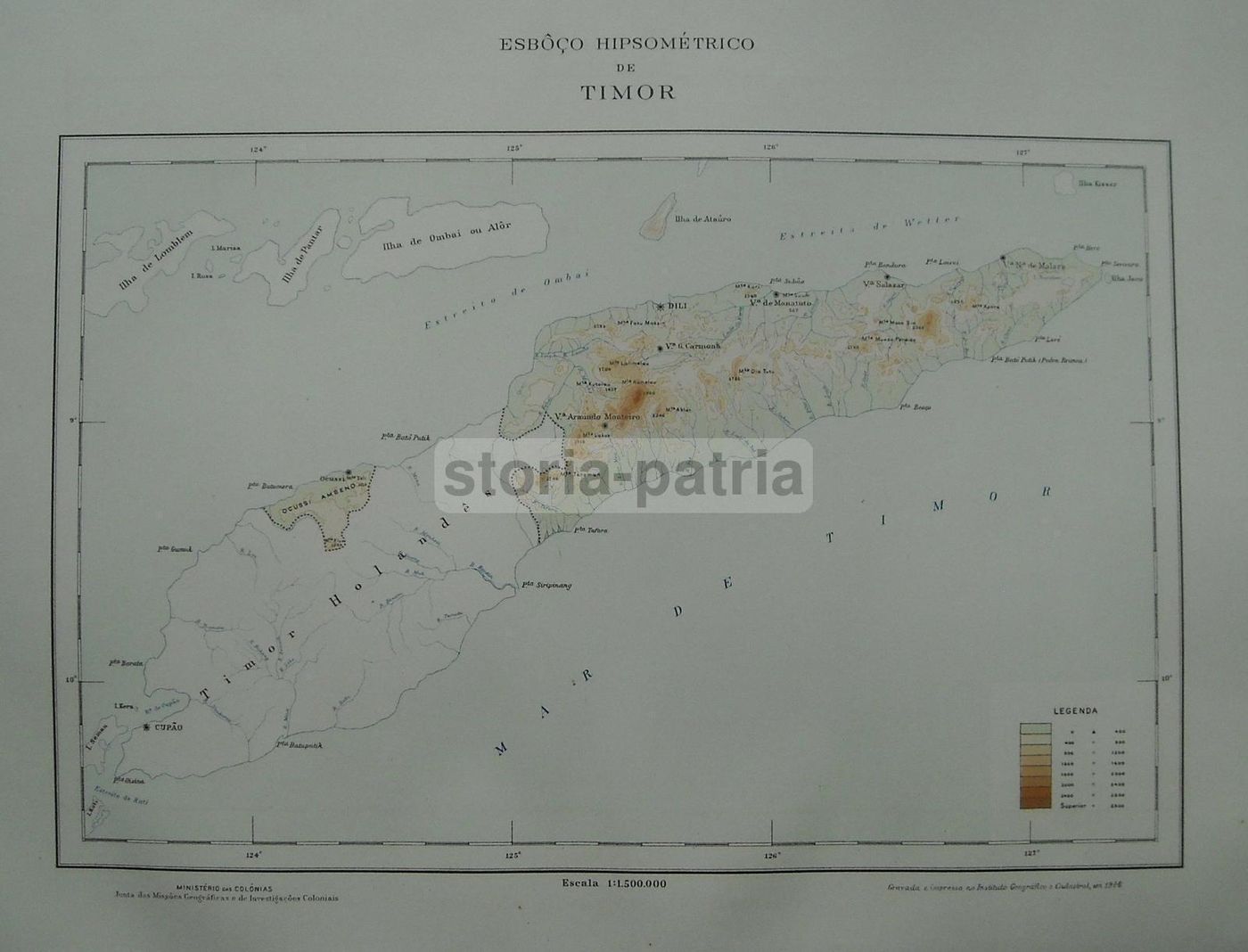 Mappe Geografiche Della Colonia Portoghese Di Timor, Indonesia, Anni '30