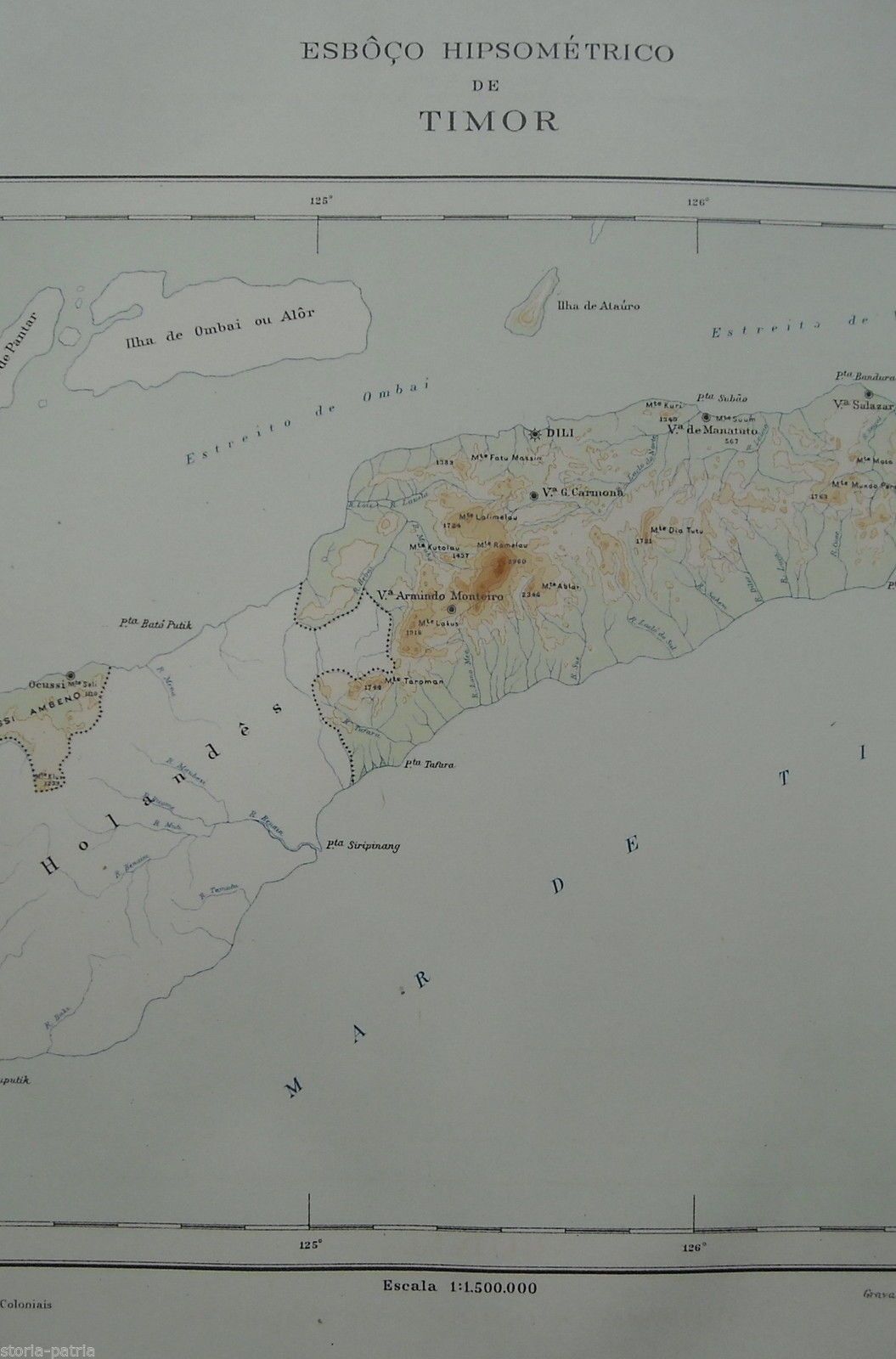 Mappe Geografiche Della Colonia Portoghese Di Timor, Indonesia, Anni '30