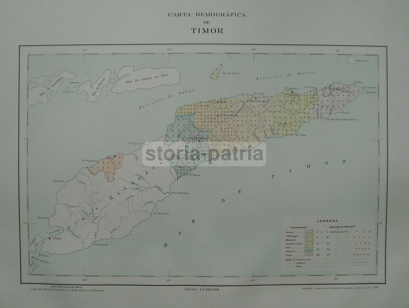 Mappe Geografiche Della Colonia Portoghese Di Timor, Indonesia, Anni '30