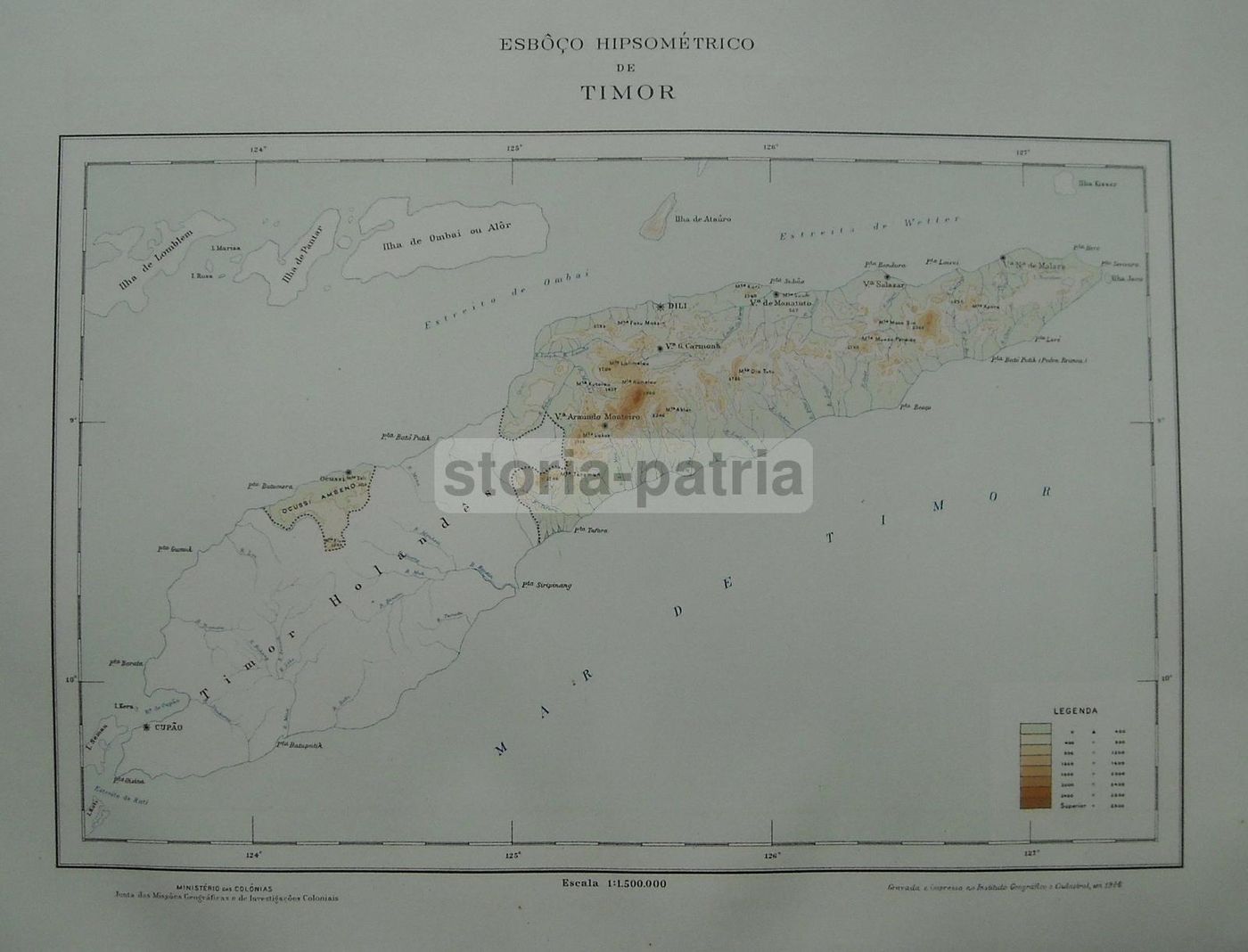 Mappe Geografiche Della Colonia Portoghese Di Timor, Indonesia, Anni '30