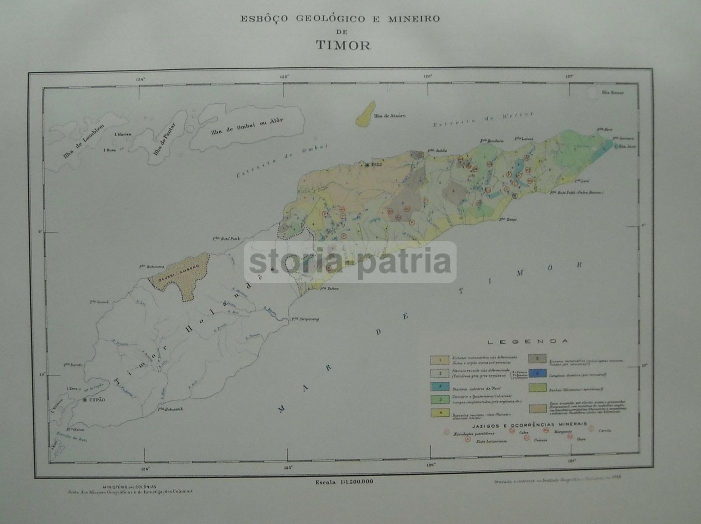 Mappe Geografiche Della Colonia Portoghese Di Timor, Indonesia, Anni '30
