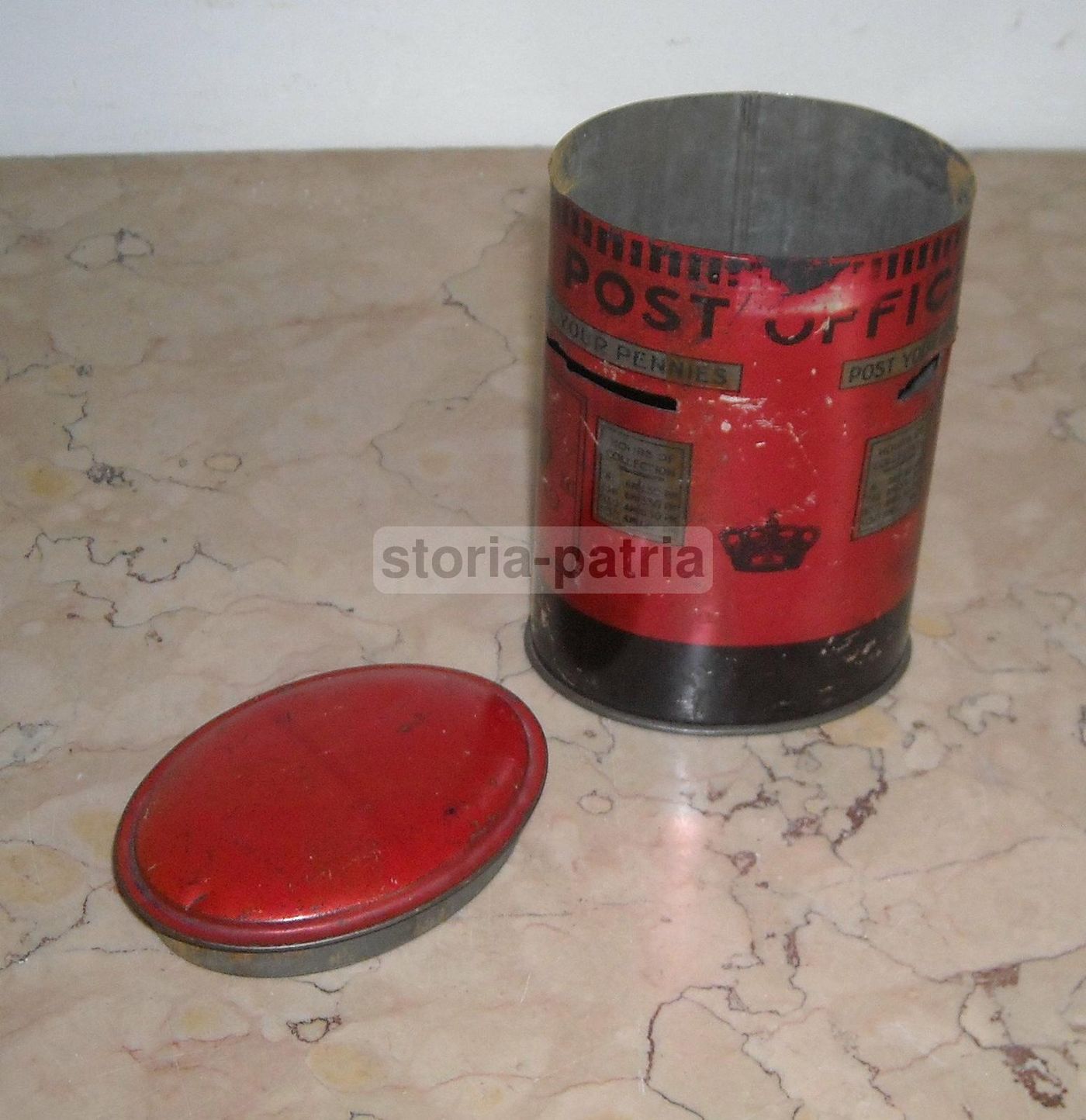 Salvadanaio Vintage Cassetta Postale Inglese In Latta, Anni '30