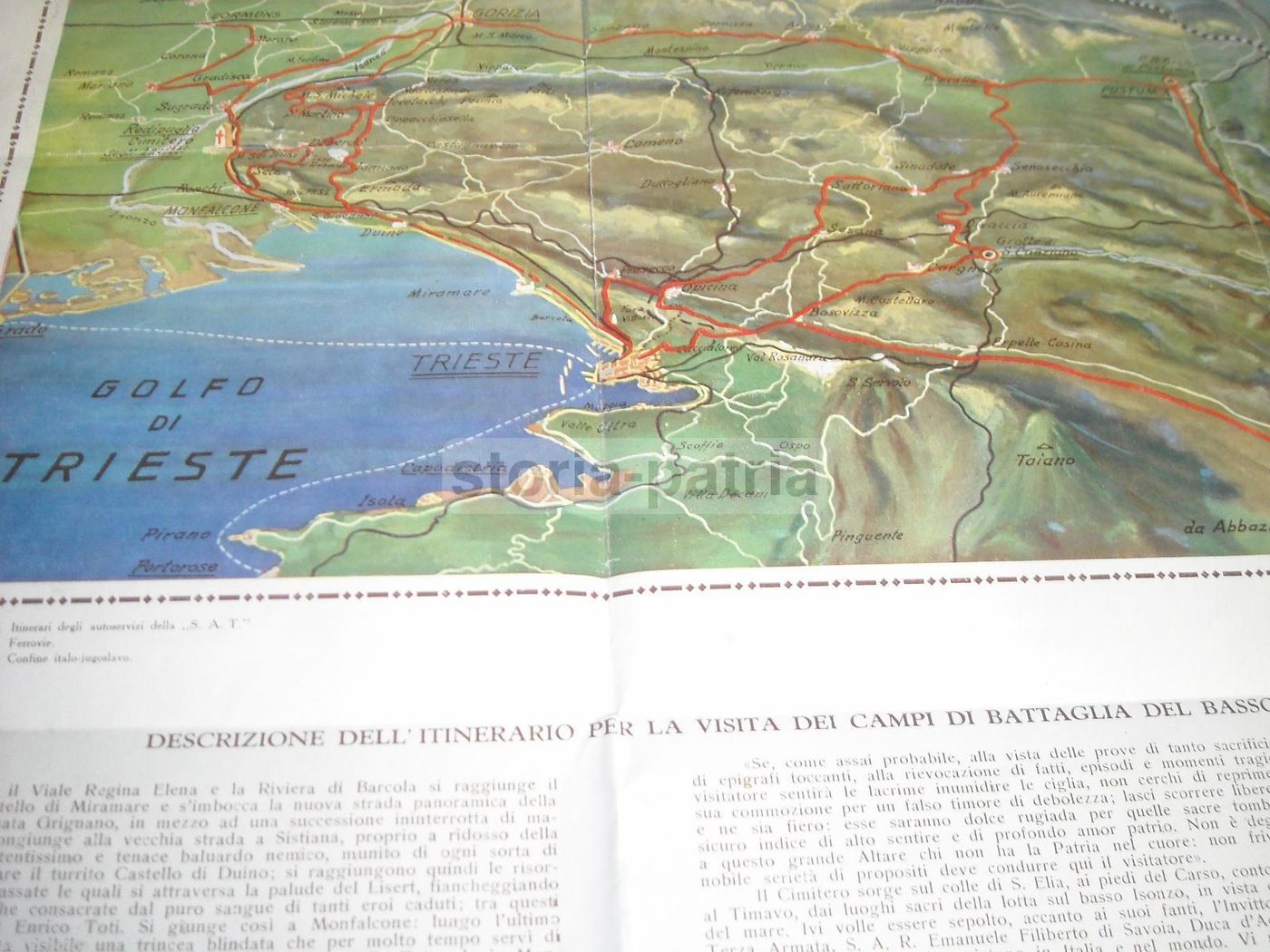 Depliant Grotte Di Postumia Autoservizi SAT Trieste Isonzo, 1932