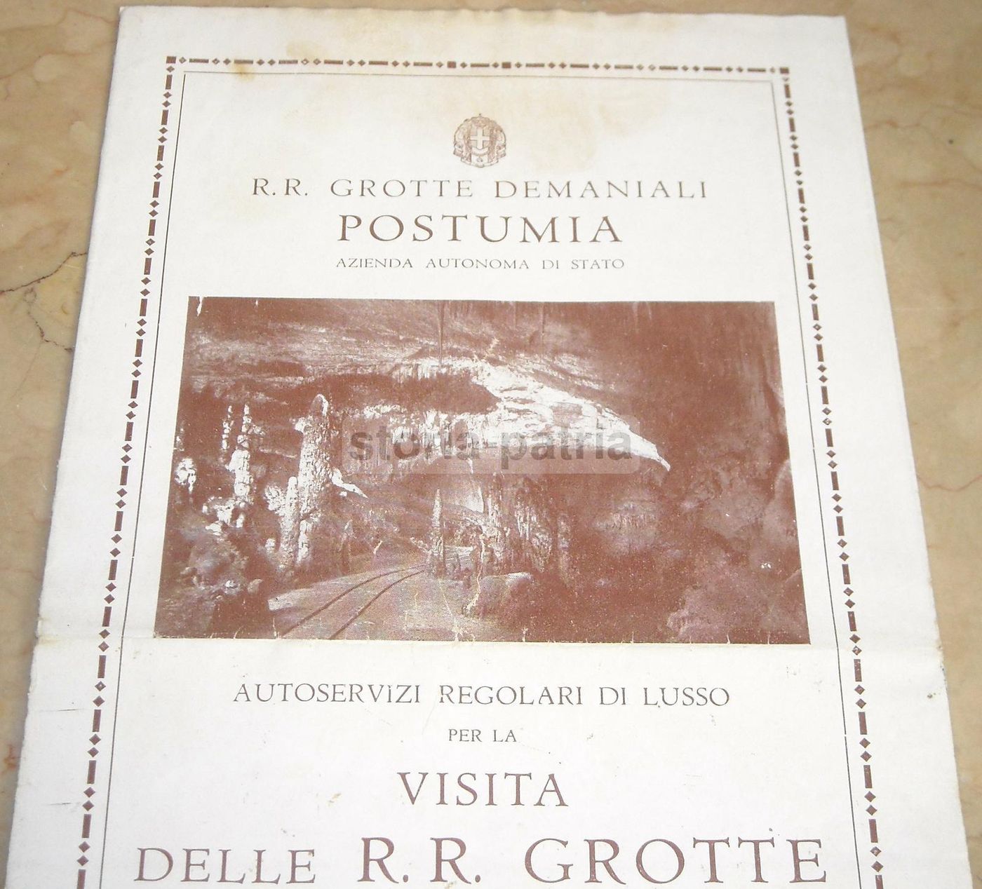 Depliant Grotte Di Postumia Autoservizi SAT Trieste Isonzo, 1932
